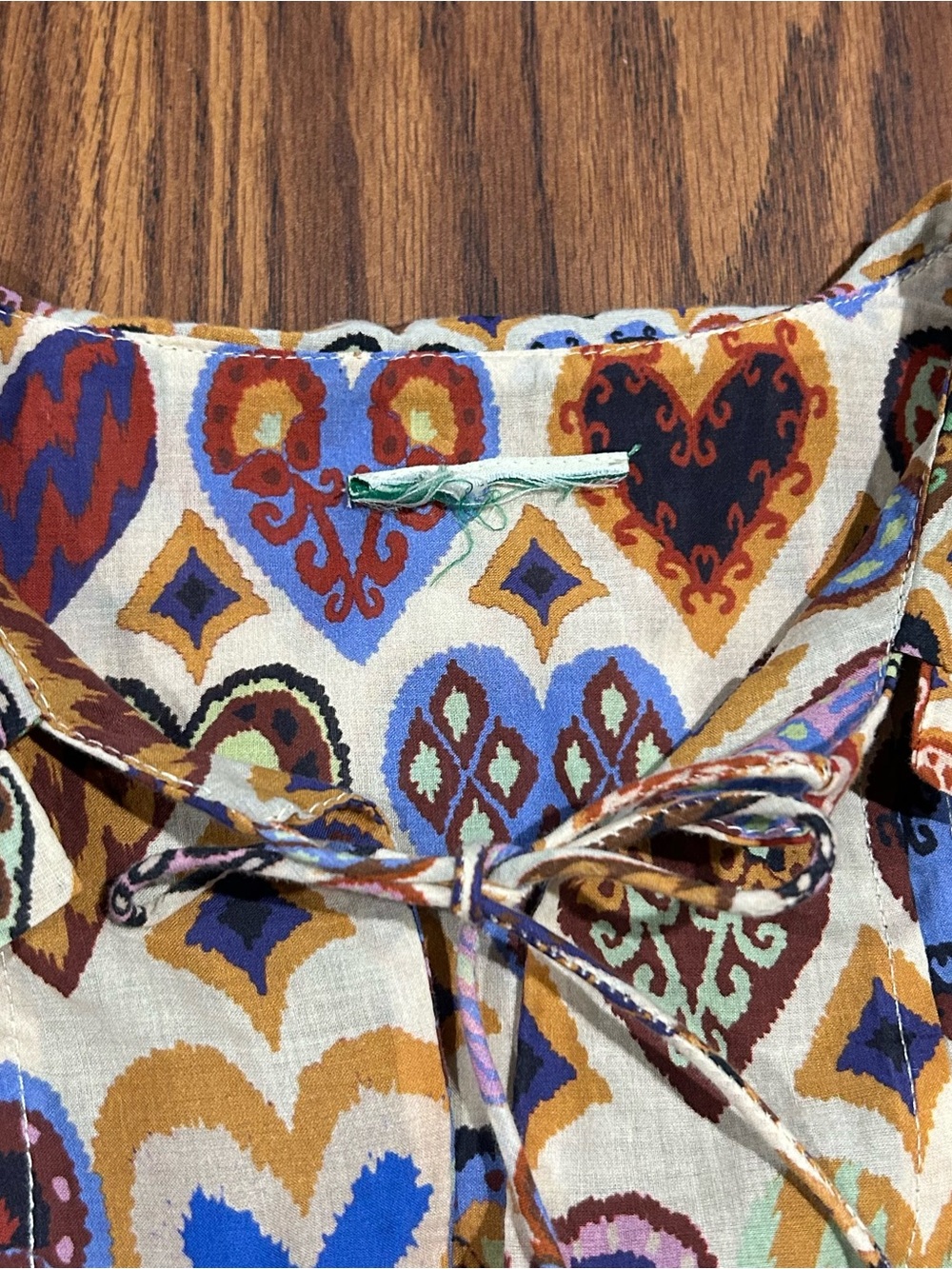 FARM RIO Hearts Ikat Cream Blouse, Women’s Small - Picture 9 of 10